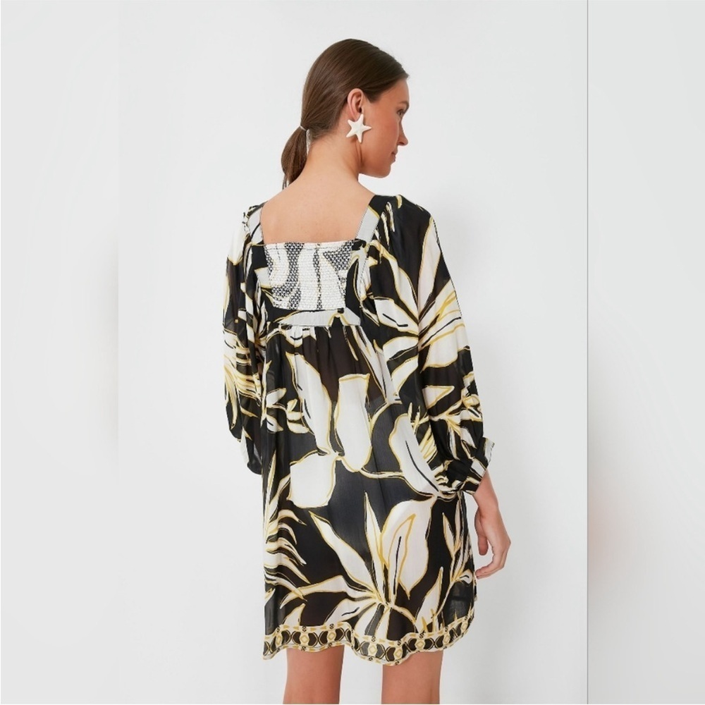 Tuckernuck Dress Mod Iris Coverup Balloon Sleeve Mini in Black Gold - Picture 2 of 9